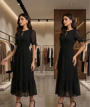 Black Knee Length One Piece By AJVIE