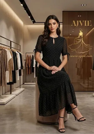 Black Knee Length One Piece By AJVIE