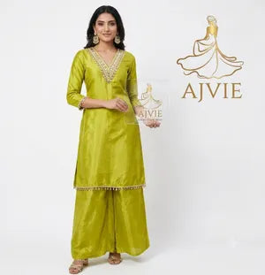 Silk 2 Piece Plazo Set Suit by AJVIE
