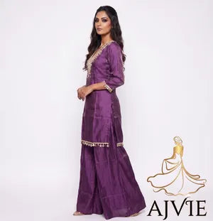Silk 2 Piece Plazo Set Suit by AJVIE