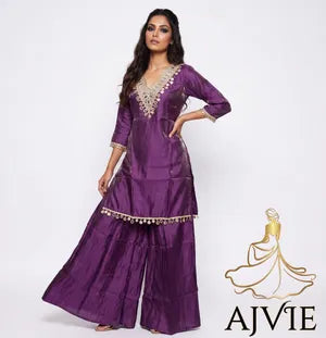 Silk 2 Piece Plazo Set Suit by AJVIE