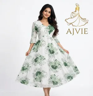 Long One Piece with Neck Embroidery By AJVIE