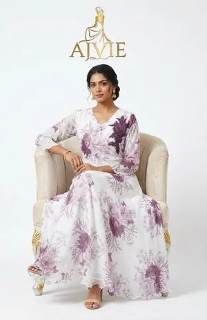 Long One Piece with Neck Embroidery By AJVIE
