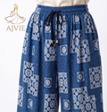AJVIE Women's Ethnic Print Wide Leg Palazzo Pants - High Waisted & Drawstring