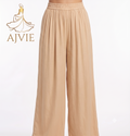 AJVIE Flowy Nude Palazzo Trousers with Comfortable Smocked Waist