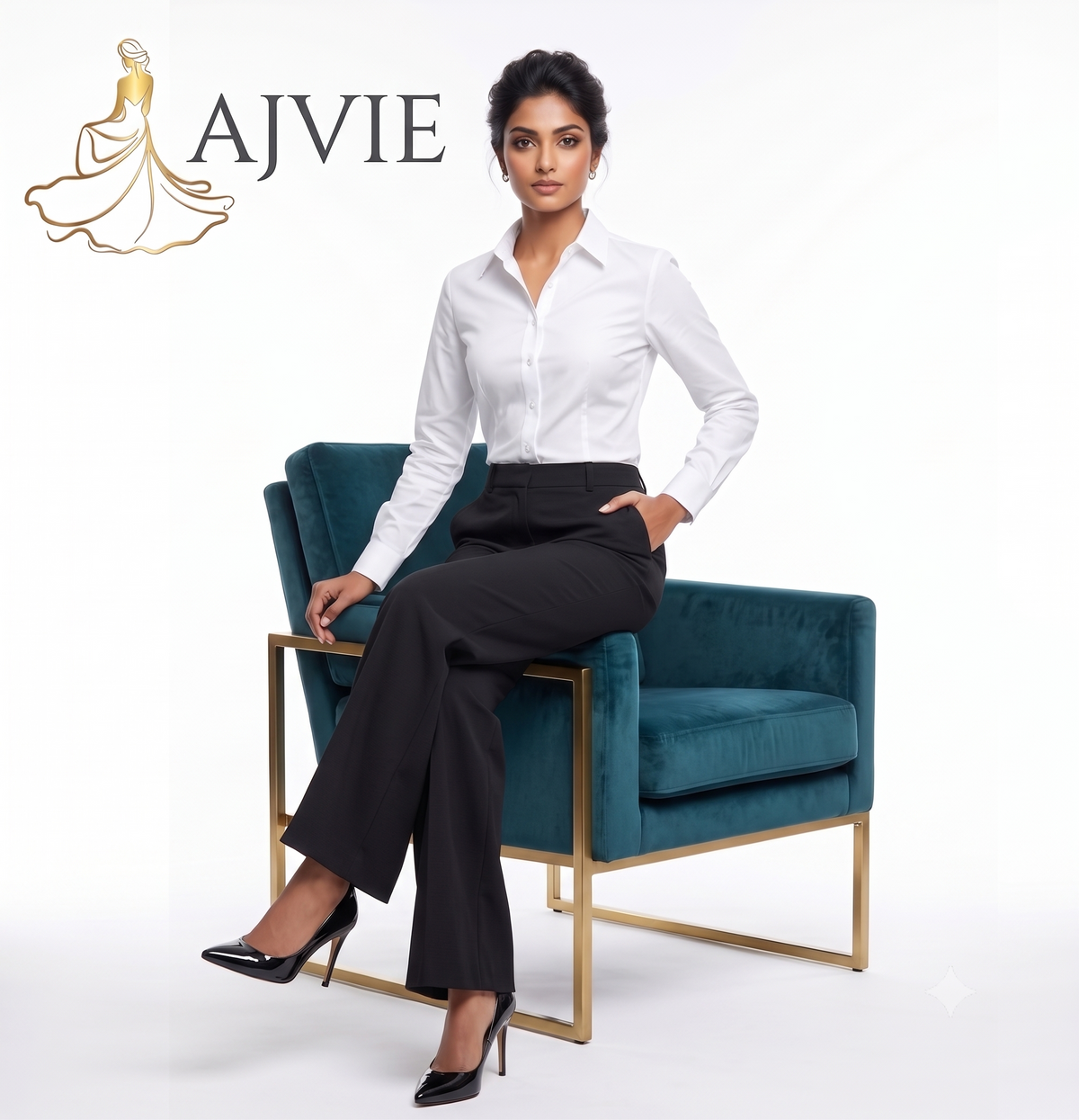 Elegant Black Wide-Leg Crepe Pants by AJVIE